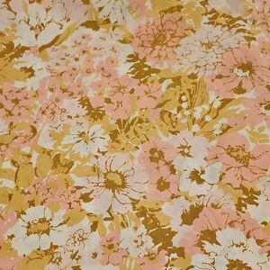 Beautiful 70s Retro Mcm Double Flat Floral Sheet
